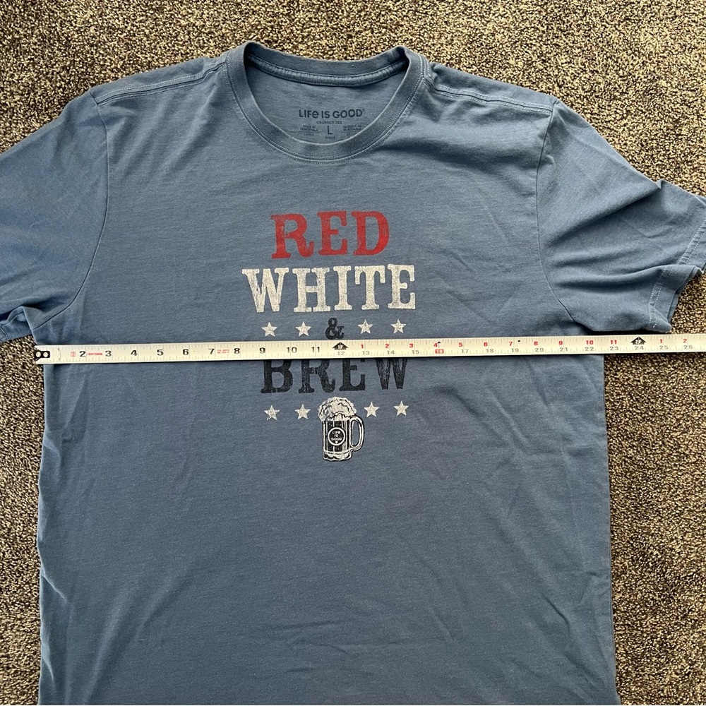 Life Is Good Blue 'Red White & Brew' Short Sleeve Graphic Tee - Picture 4 of 5